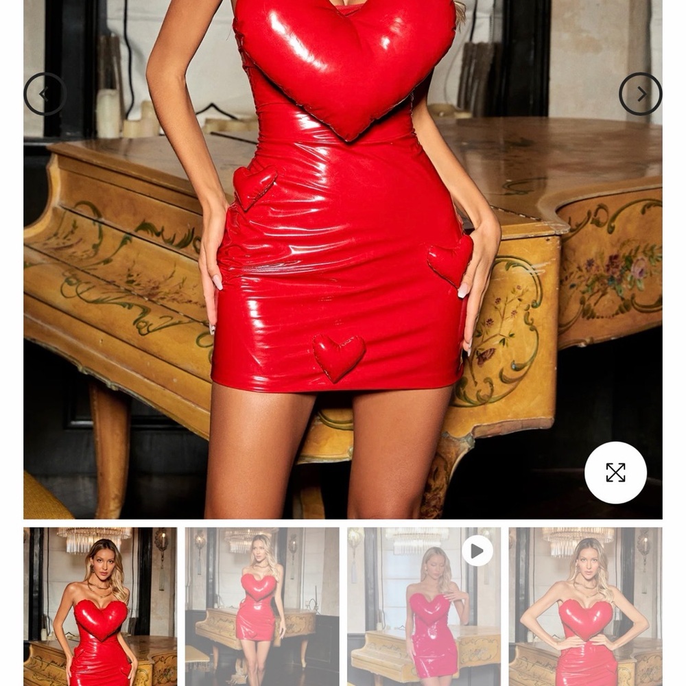 Taban Strapless Heart Leather Mini
Dress - Picture 2 of 5